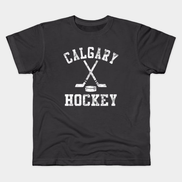 Vintage Calgary Hockey Kids T-Shirt by tropicalteesshop